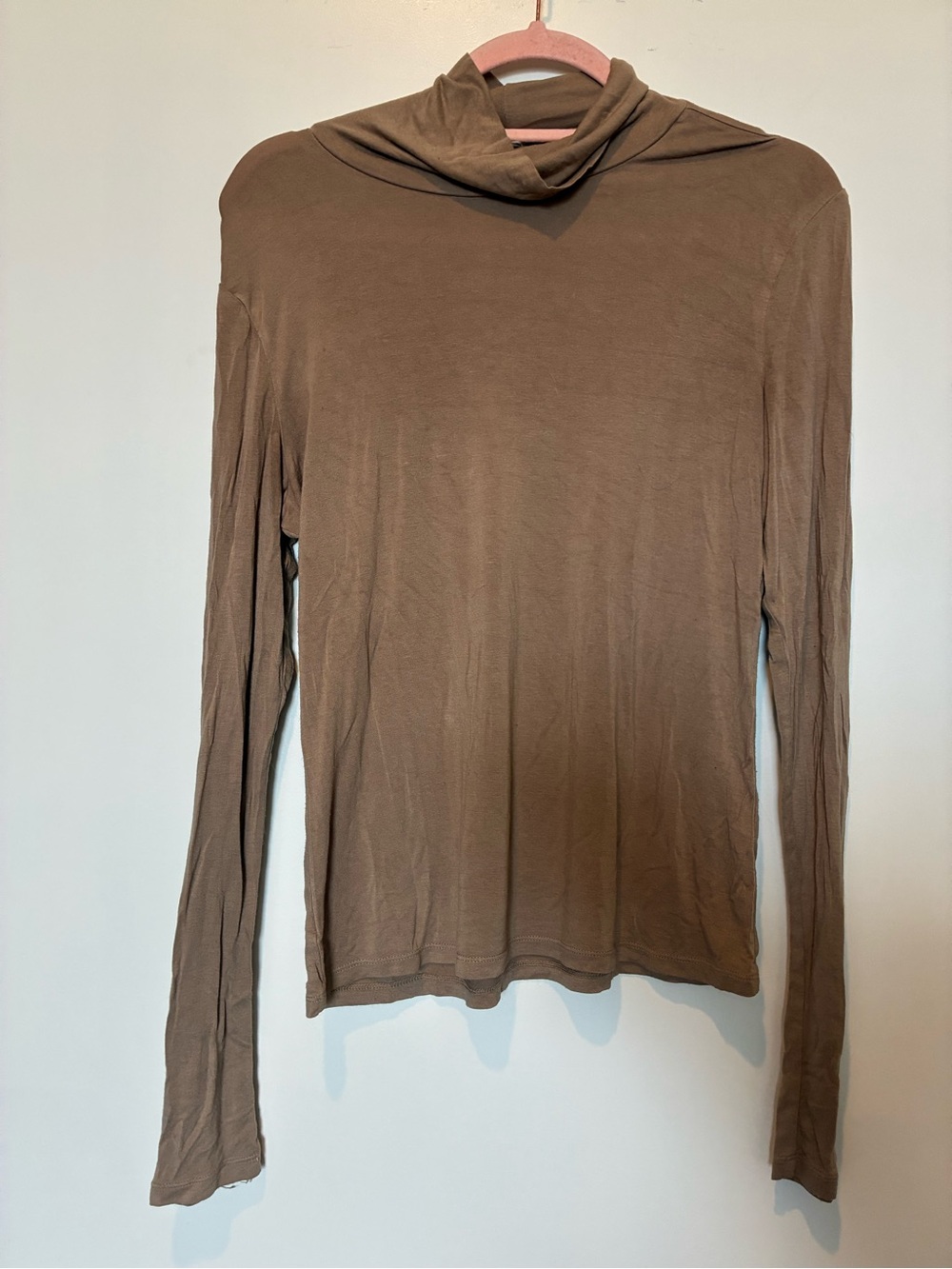 Beige Long Sleeve Turtleneck Top